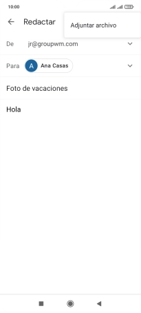 Pulsa Adjuntar archivo y desplázate a la carpeta deseada.