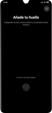 Sigue las indicaciones de la pantalla para crear una huella digital como código de seguridad.