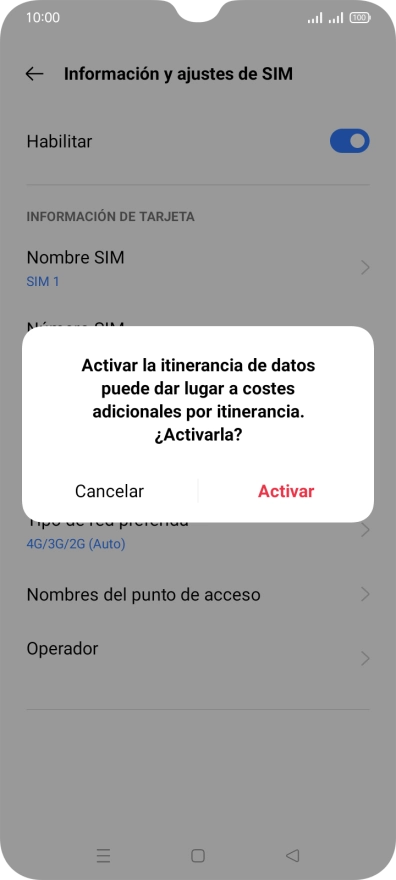 Si activas la función, pulsa Activar.