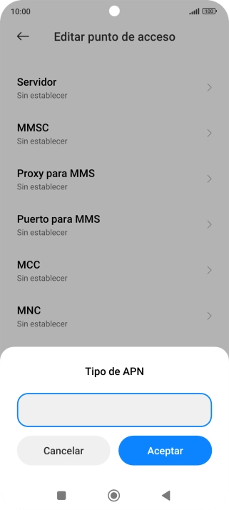 Introduce default y pulsa Aceptar.