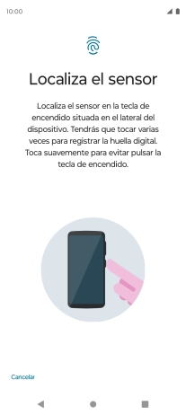 Sigue las indicaciones de la pantalla para crear una huella digital como código de seguridad.