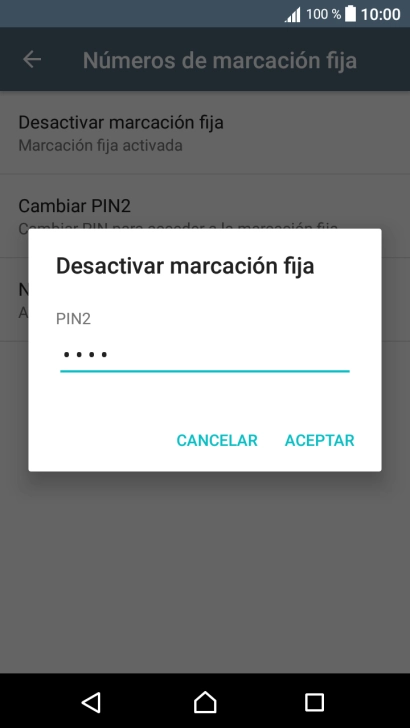 Introduce el código PIN2 y pulsa ACEPTAR.