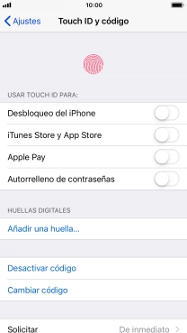 Pulsa Desactivar código e introduce el código de seguridad.