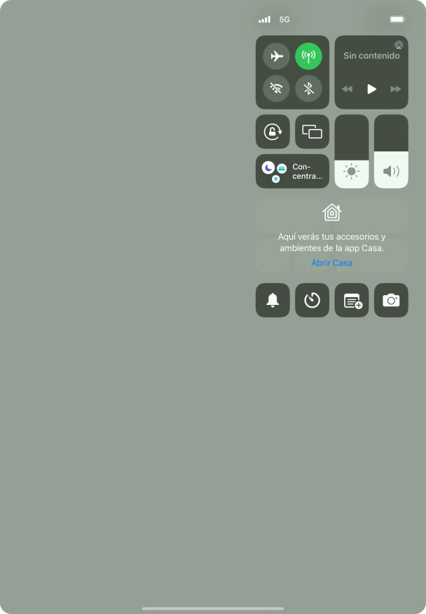 Pulsa el icono de modo de avión para activar o desactivar la función.