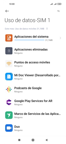 El consumo total de datos del período seleccionado aparece ahora en la pantalla.
