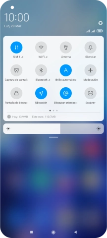 Pulsa el icono de datos móviles para activar o desactivar la función.