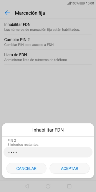 Introduce el código PIN2 y pulsa ACEPTAR.