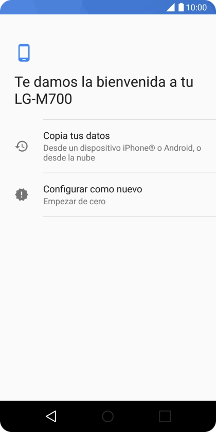 Puedes transferir el contenido de otro teléfono cuando activas tu teléfono por primera vez y cuando lo has restablecido. Cuando aparezca en la pantalla del teléfono esta imagen, ya está listo para la transmisión del contenido del otro teléfono.