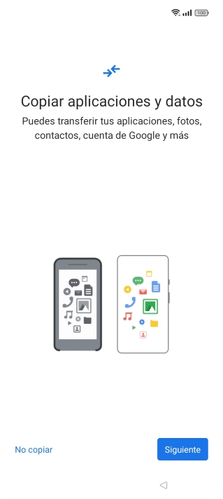 Puedes transferir el contenido de otro teléfono cuando activas tu teléfono por primera vez y cuando lo has restablecido. Cuando aparezca en la pantalla del teléfono esta imagen, ya está listo para la transmisión del contenido del otro teléfono.