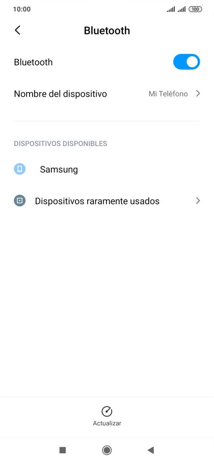 Pulsa el dispositivo Bluetooth deseado y sigue las indicaciones de la pantalla para vincular el dispositivo al teléfono.