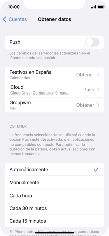 Si desactivas la función, pulsa el ajuste deseado.