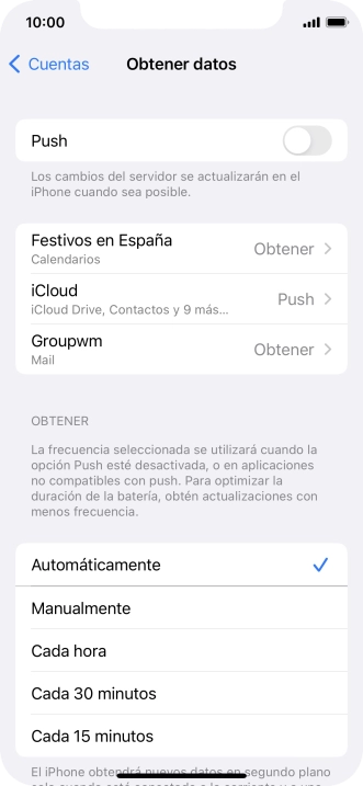 Si desactivas la función, pulsa el ajuste deseado.