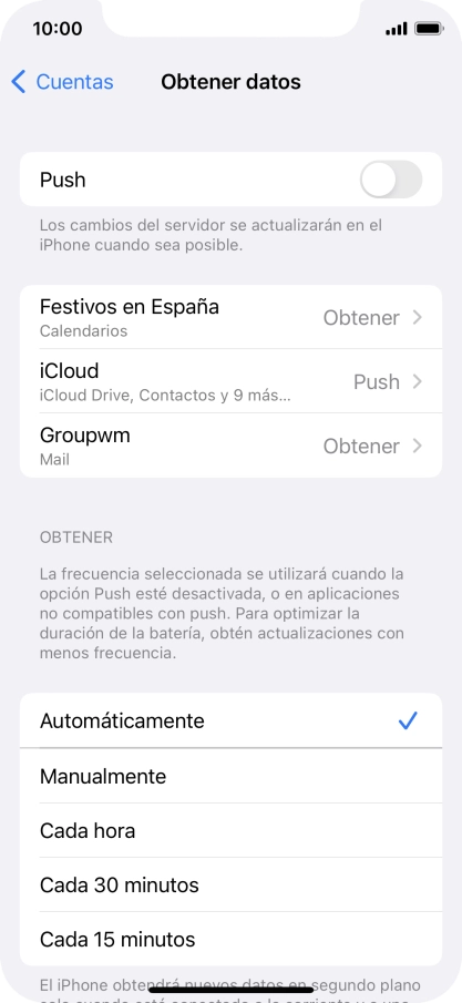 Si desactivas la función, pulsa el ajuste deseado.