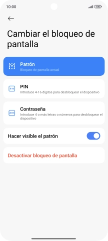 Pulsa Desactivar bloqueo de pantalla e introduce el código de seguridad extra que has creado anteriormente.