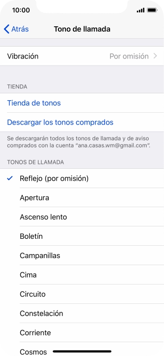 Pulsa los timbres de llamada deseados para escucharlos.