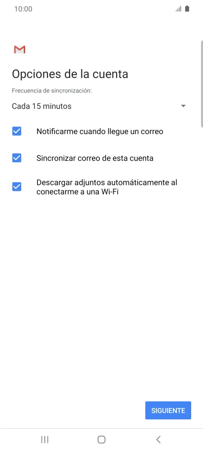 Si aparece en la pantalla esta imagen, tu cuenta de correo electrónico ha sido reconocida y configurada automáticamente. Sigue las indicaciones de la pantalla para introducir más información y terminar la configuración.