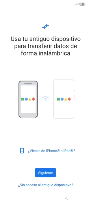 Sigue las indicaciones de la pantalla para transferir contenido desde otro teléfono.