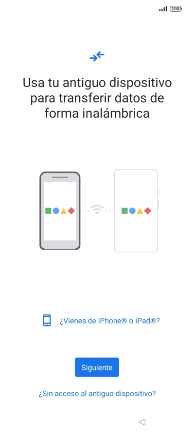 Sigue las indicaciones de la pantalla para transferir contenido desde otro teléfono.