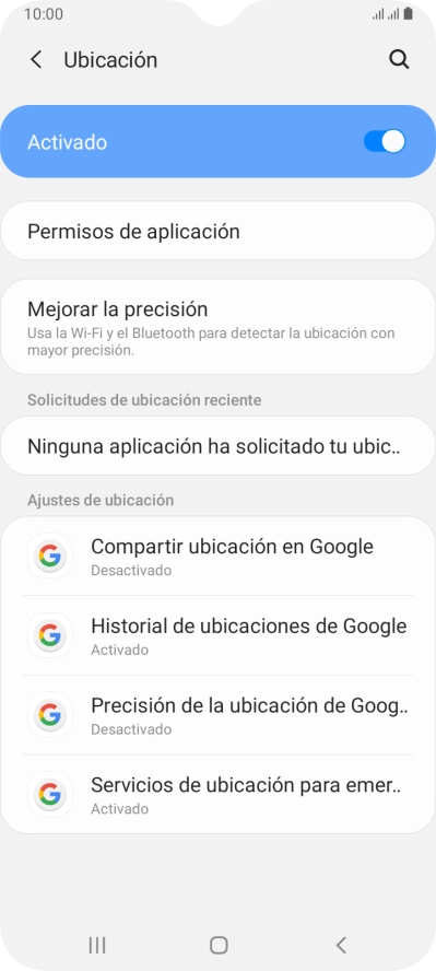 Pulsa Permisos de aplicación.