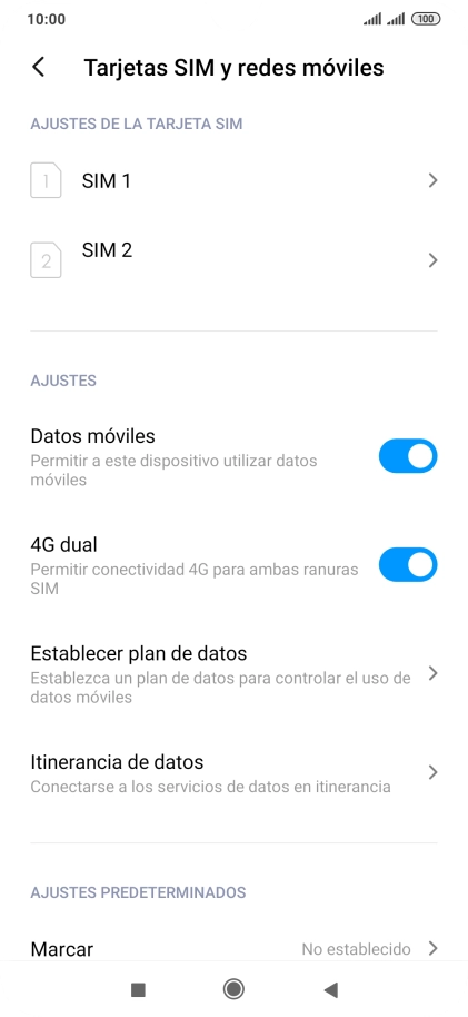 Pulsa la tarjeta SIM deseada.