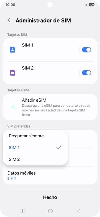 Pulsa el ajuste deseado.