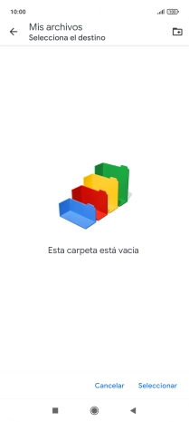 Si deseas crear una nueva carpeta, pulsa el icono de nueva carpeta y sigue las indicaciones de la pantalla para crearla.