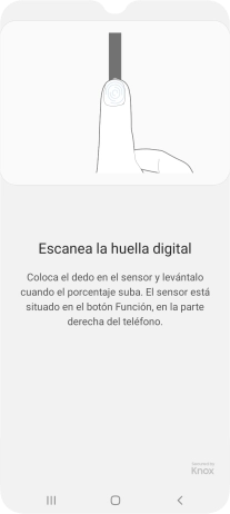 Sigue las indicaciones de la pantalla para crear una huella digital como código de seguridad.