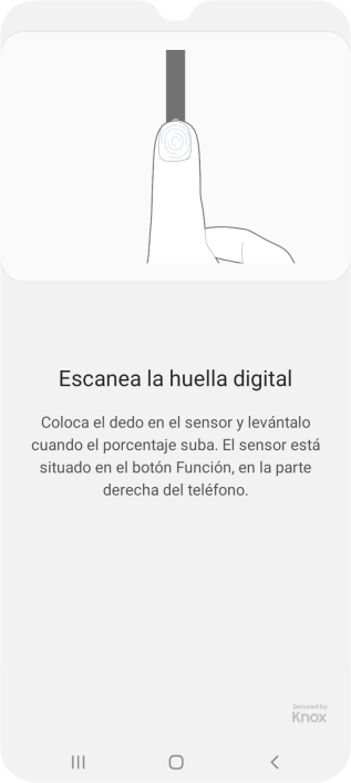 Sigue las indicaciones de la pantalla para crear una huella digital como código de seguridad.