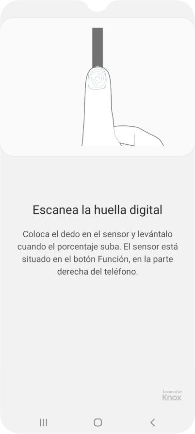 Sigue las indicaciones de la pantalla para crear una huella digital como código de seguridad.