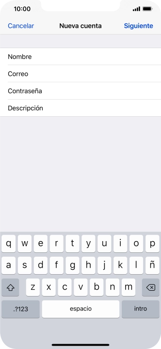 Pulsa Descripción e introduce el nombre de la cuenta de correo electrónico.