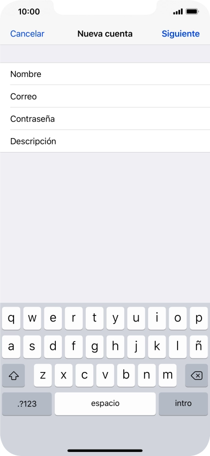 Pulsa Descripción e introduce el nombre de la cuenta de correo electrónico.