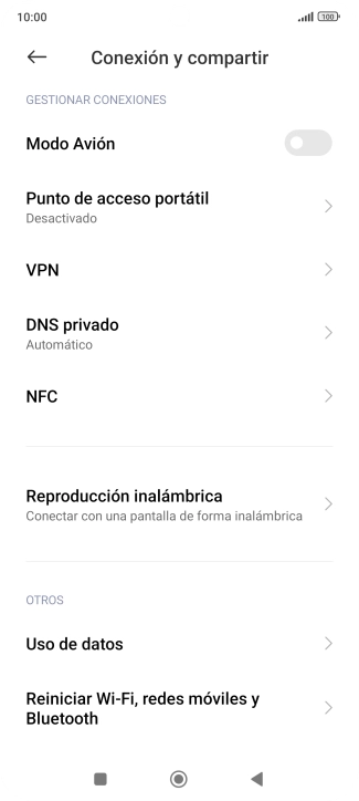 Pulsa Reiniciar Wi-Fi, redes móviles y Bluetooth.