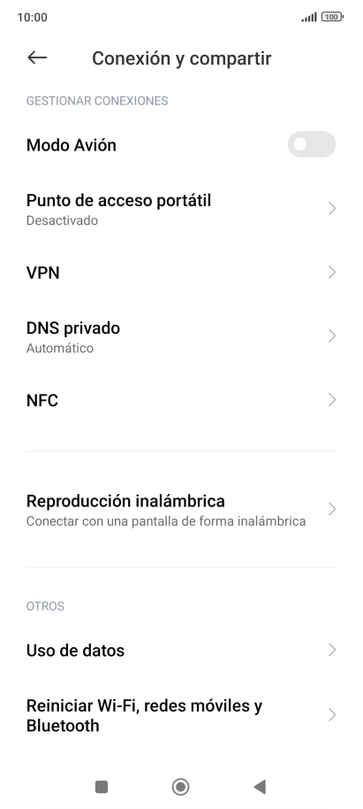 Pulsa Reiniciar Wi-Fi, redes móviles y Bluetooth.