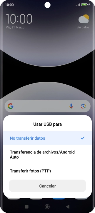 Pulsa Transferencia de archivos/Android Auto. Pulsa Transferencia de archivos/Android Auto.