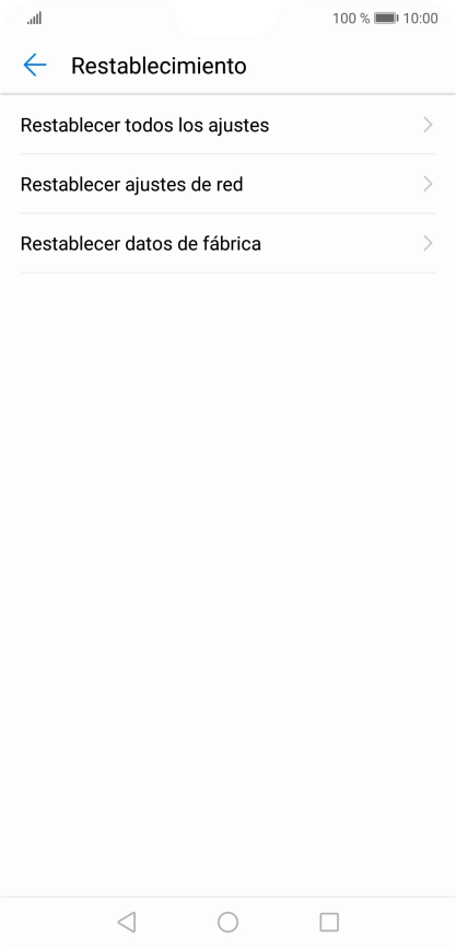 Pulsa Restablecer datos de fábrica.