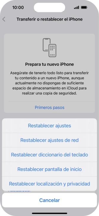 Pulsa Restablecer ajustes.