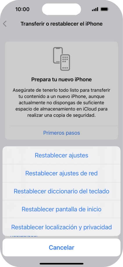 Pulsa Restablecer ajustes.