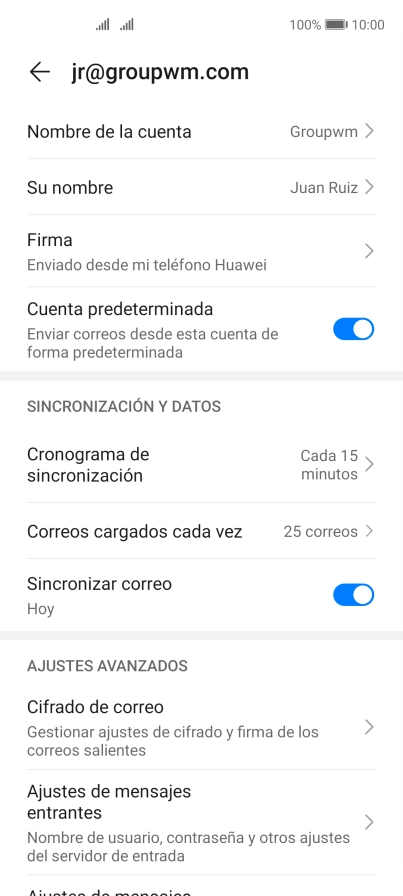 Pulsa Nombre de la cuenta.