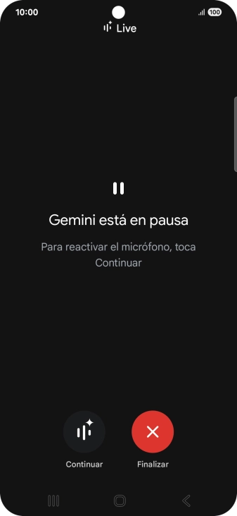 Para retomar la conversación, pulsa Continuar.