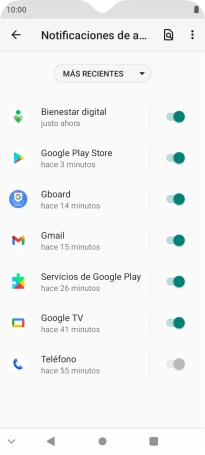 Pulsa el indicador junto a las apps deseadas para activar o desactivar la función.