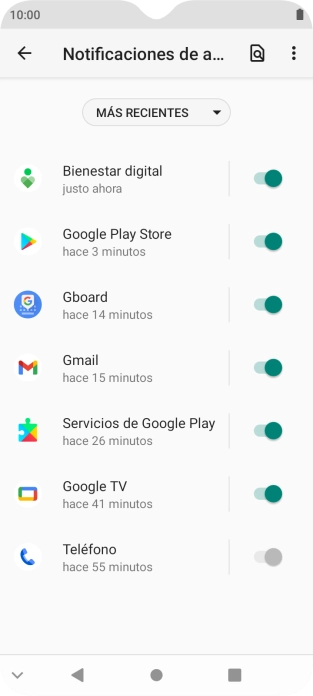 Pulsa el indicador junto a las apps deseadas para activar o desactivar la función.