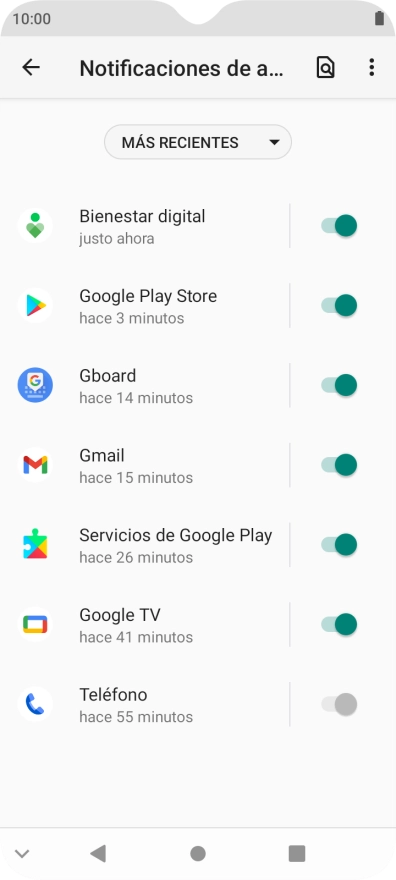 Pulsa el indicador junto a las apps deseadas para activar o desactivar la función.
