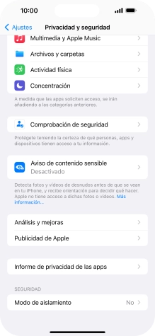 Pulsa Informe de privacidad de las apps.