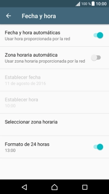 Pulsa Zona horaria automática para activar la función.