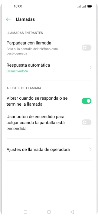 Pulsa Ajustes de llamada de operadora.