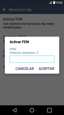 Introduce el código PIN2 y pulsa ACEPTAR.