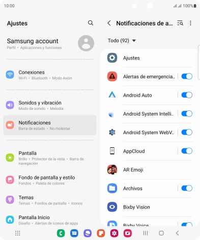 Pulsa el indicador junto a las apps deseadas para activar o desactivar la función.