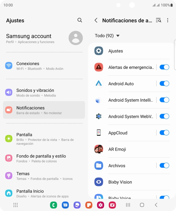 Pulsa el indicador junto a las apps deseadas para activar o desactivar la función.