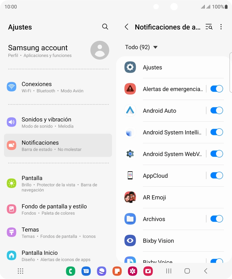 Pulsa el indicador junto a las apps deseadas para activar o desactivar la función.