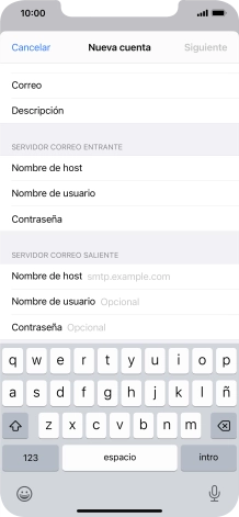 Pulsa Nombre de host e introduce smtp.vodafone.es.